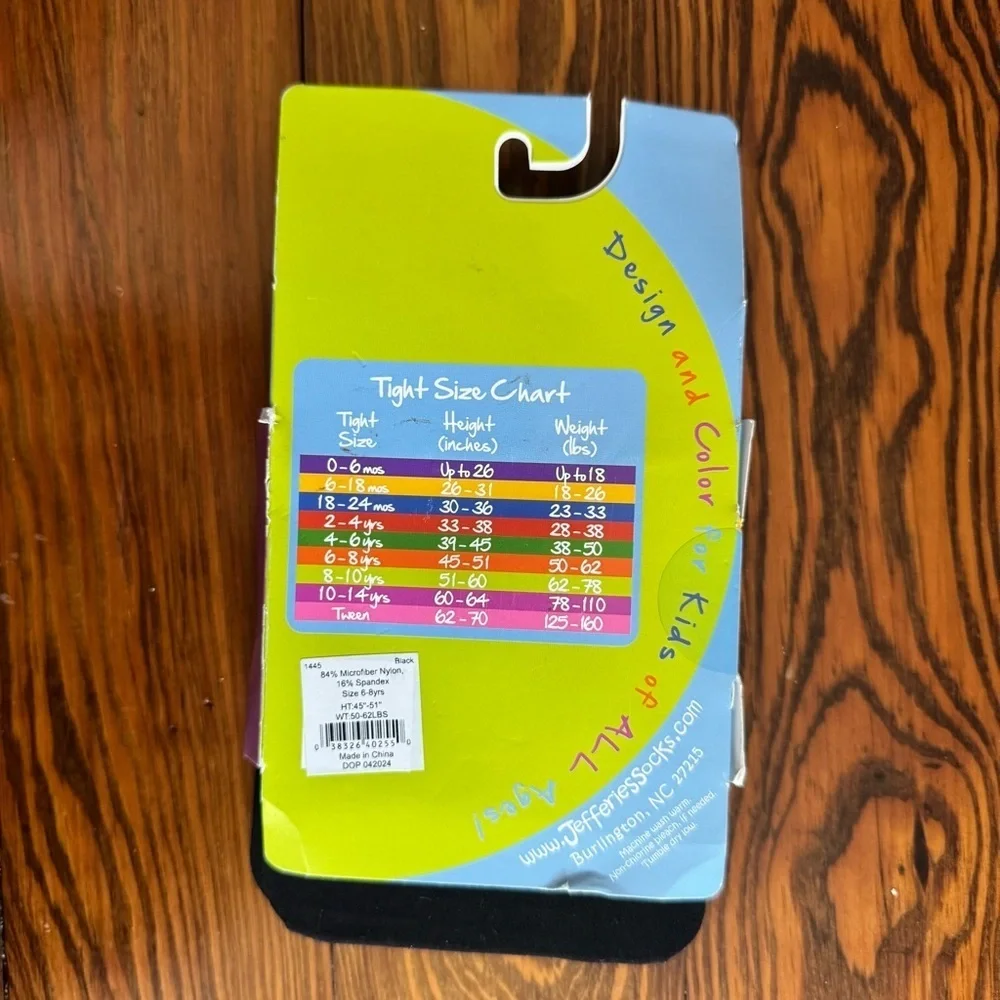 Jefferies Socks Girls Nylon Microfiber Smooth Classic Tights Black Size 6-8 - Picture 2 of 2